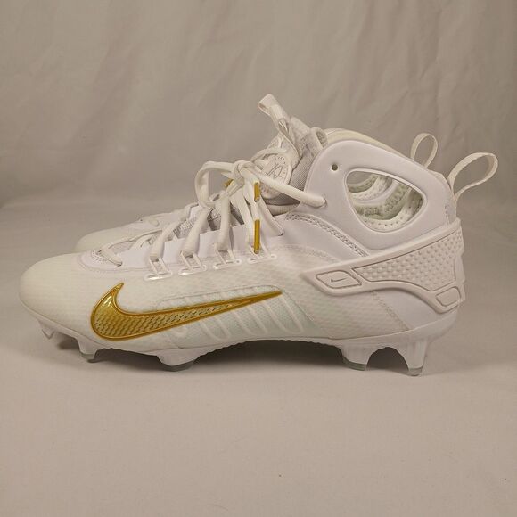 Nike Force Savage Elite 2 Lacrosse Cleats White/Gold Men’s 11 New High Top Shoe - Picture 2 of 11